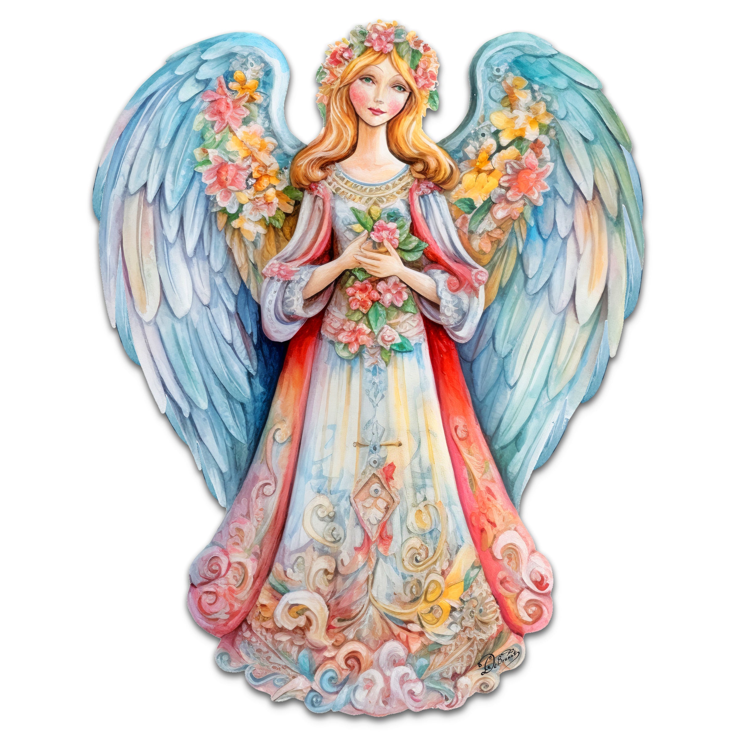 Blue Floral Angel Holiday Door Decor  by G. Debrekht - Christmas Decor - 8611024H