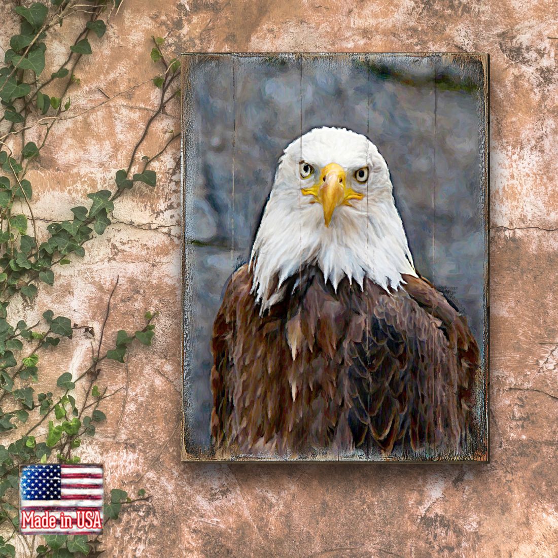 Eagle Portrait Art Wooden Wall Art by Nature Wonders - Nature Wildlife Decor  - 95296B