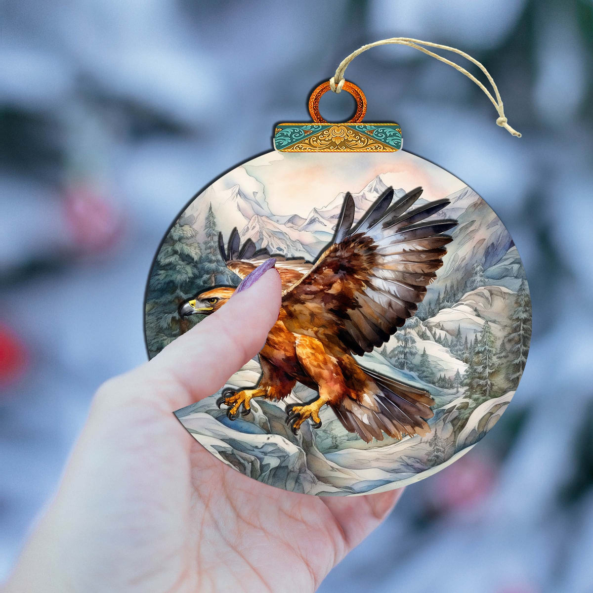 Flying Golden Eagle Wooden Ornaments by G.Debrekht - Wildlife Holiday Décor - 870060