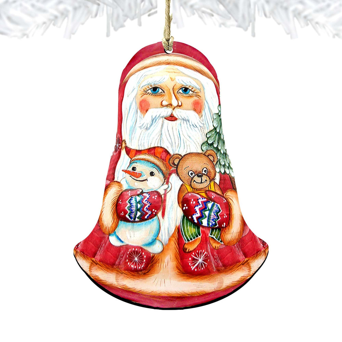 Santa Roly-poly Doll Wooden Ornaments by G. DeBrekht - Christmas Santa Snowman Decor - 8115012