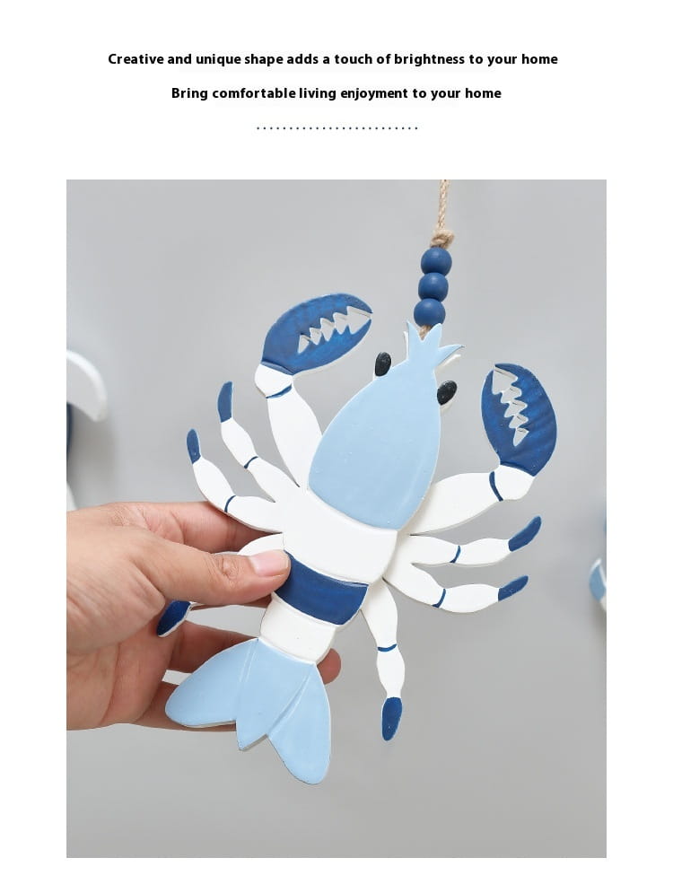Wooden Mediterranean Seafood Lobster Pendant Decor