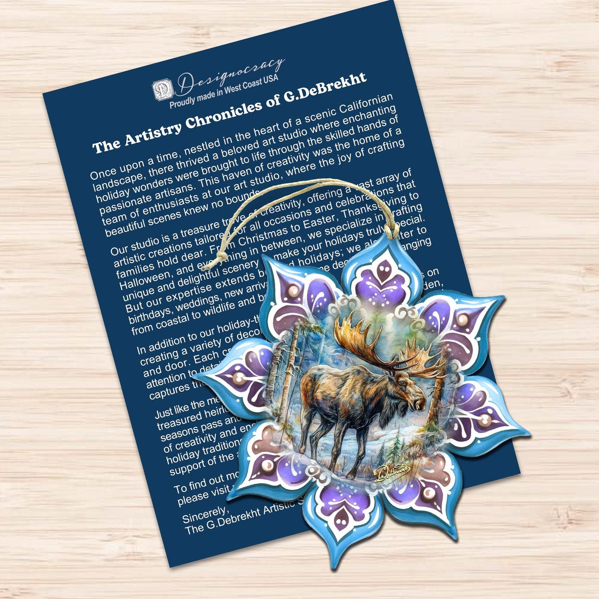 Forest Animals Snowflake Eco Wood Ornaments Set of 3 by G. Debrekht - Nature Wildlife Decor - 8090145-S3