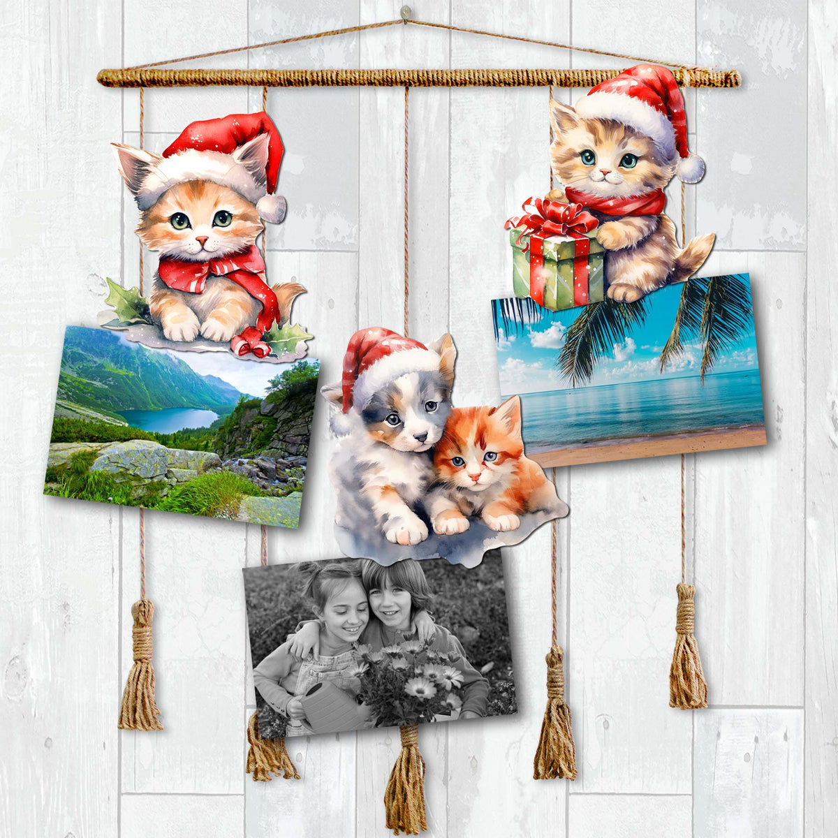 Christmas Cats Clip-On Eco Wood Decorative Ornaments Set of 3 by G. Debrekht - Christmas Decor - 8091016C-S3