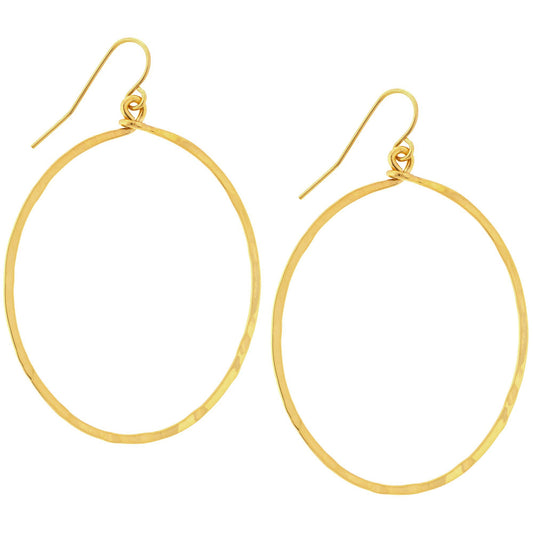 Gold-Plated Hammered Hoop Earrings