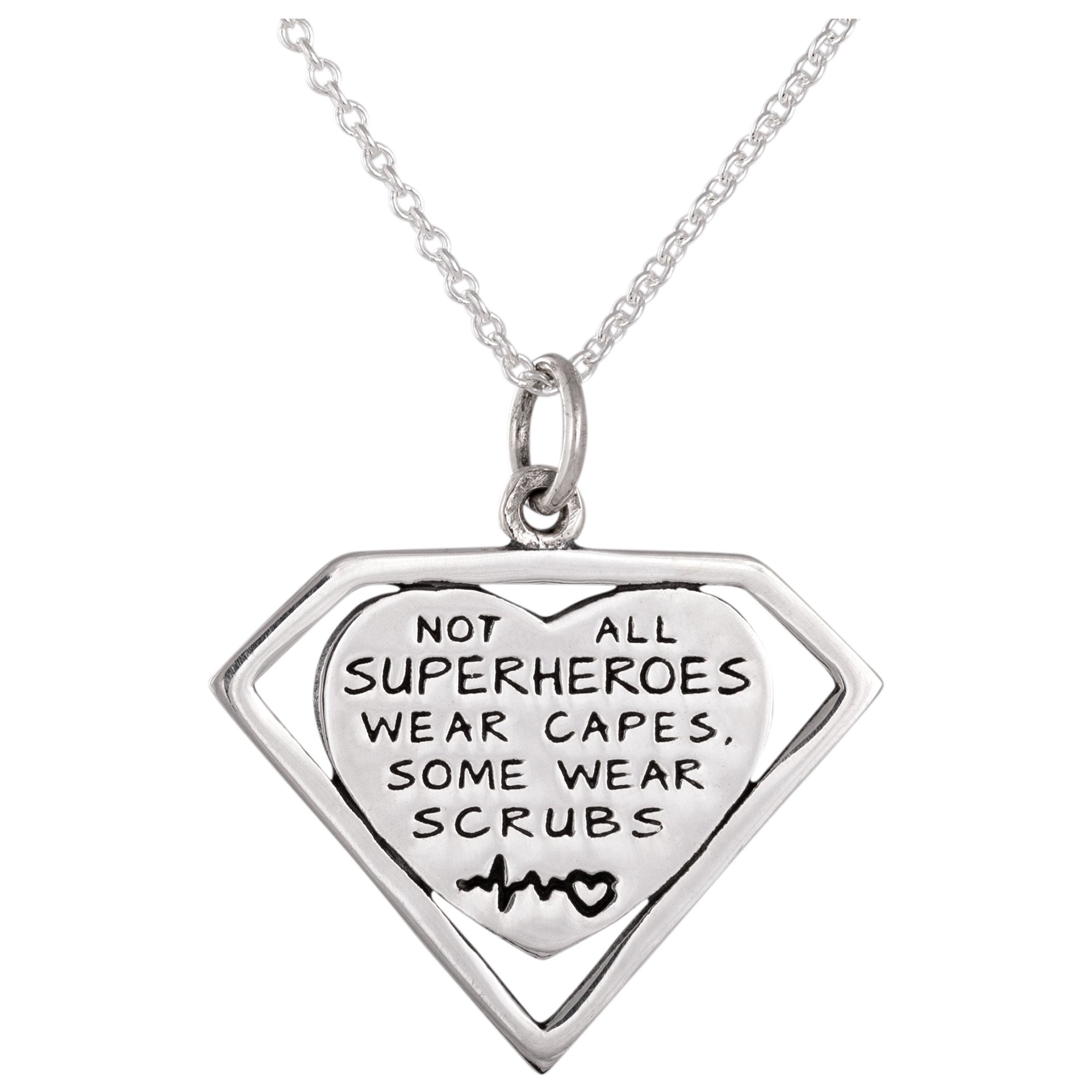 Healthcare Superhero Sterling Silver Necklace