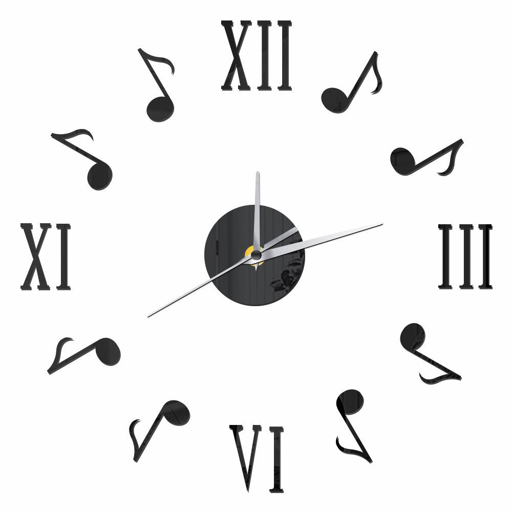 Roman Note Mute Retro Decorative Wall Clock Acrylic Mirror Effect Wall Sticker