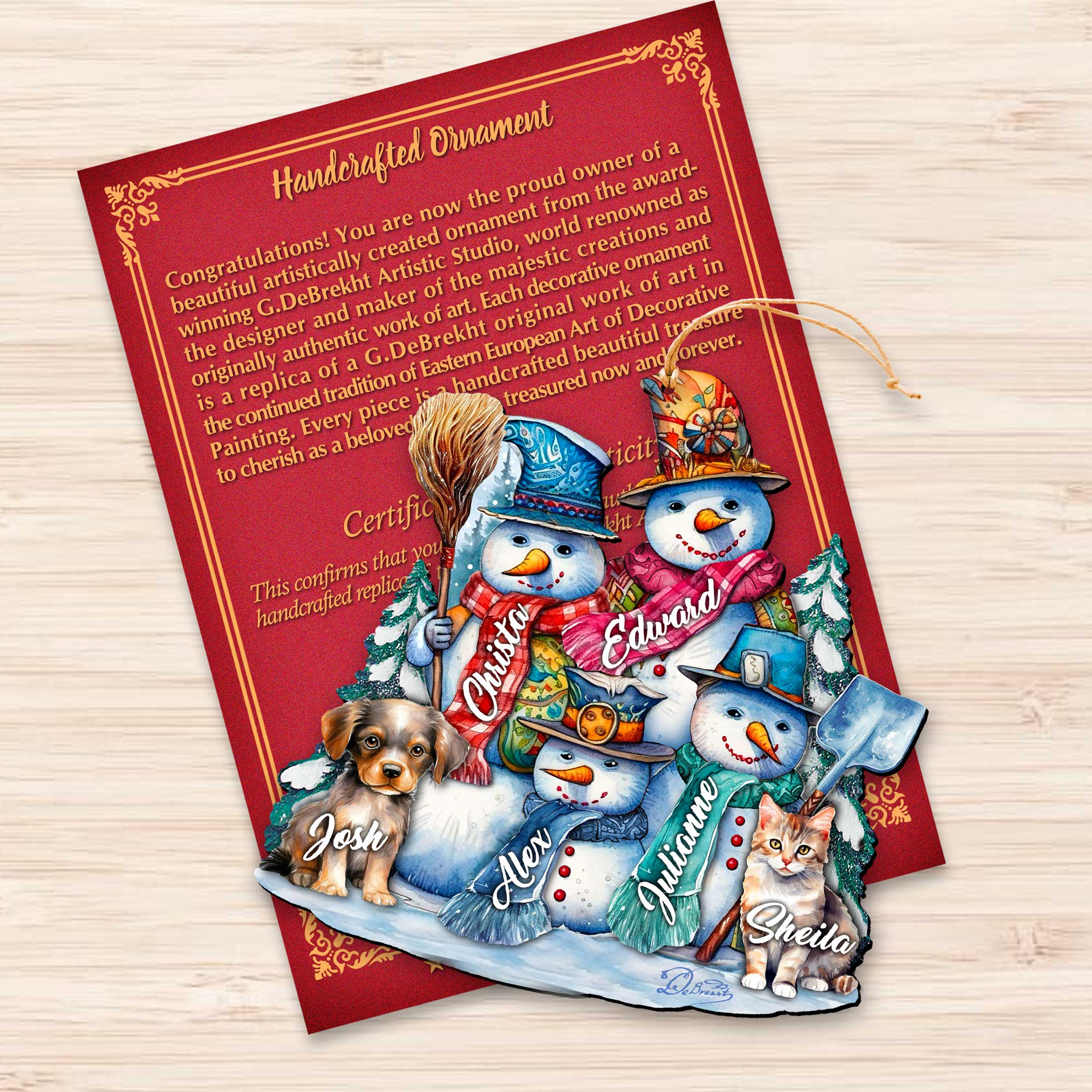 Personalized Snowman Happy Family Christmas Ornaments - Family Member Names Wooden Ornaments by G. Debrekht - Christmas Decor - 8652755P