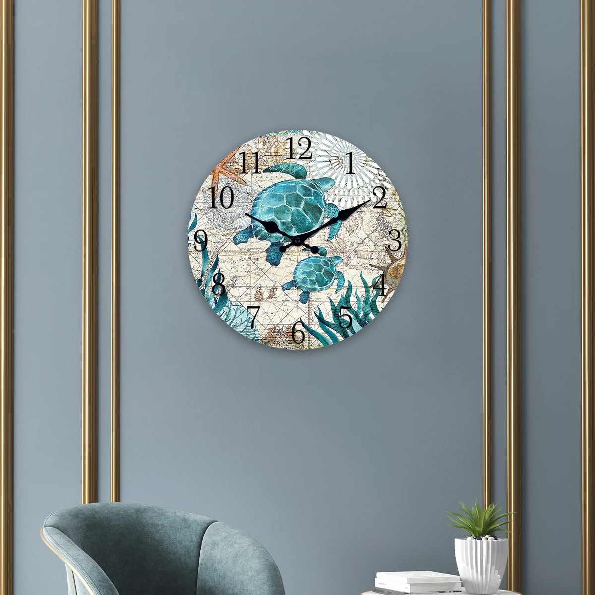 Creative Turtle Wooden Wall Clock Living Room Bedroom Kitchen Home Decoration Silent Quartz Clock Holiday Gift 10-Inch 12-Inch 14Inch 16Inch (No Battery)