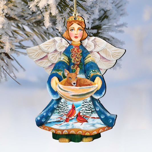 Cardinal Deer Angel Wooden Ornaments by G. DeBrekht - Nativity Holiday Decor - 8152510