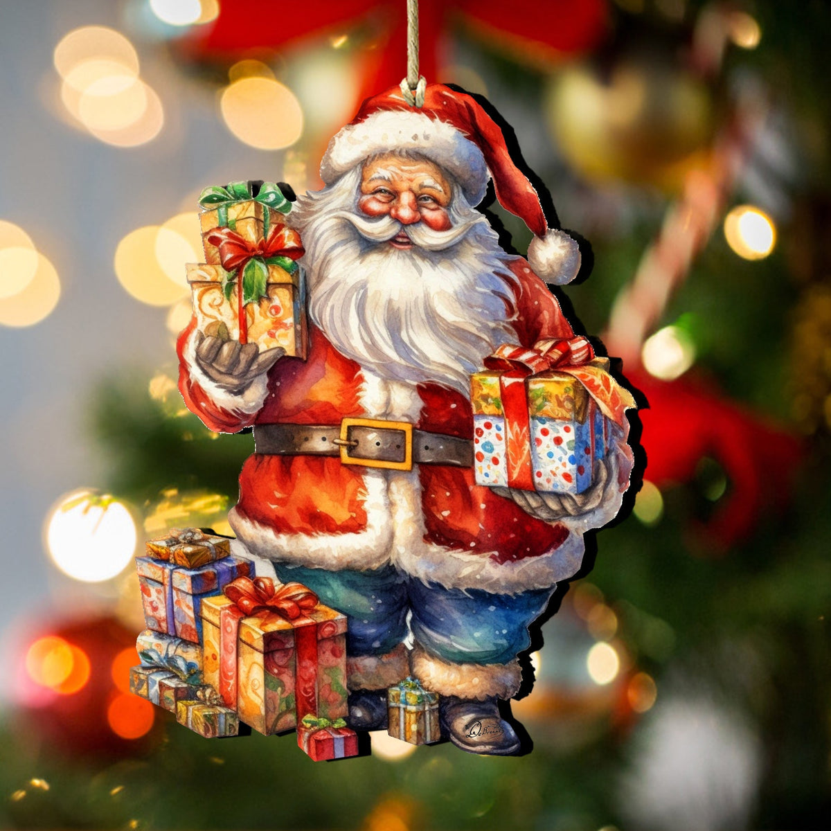 Merry Delivery Santa Wooden Ornaments by G. Debrekht Christmas Santa Snowman Decor - 8611080