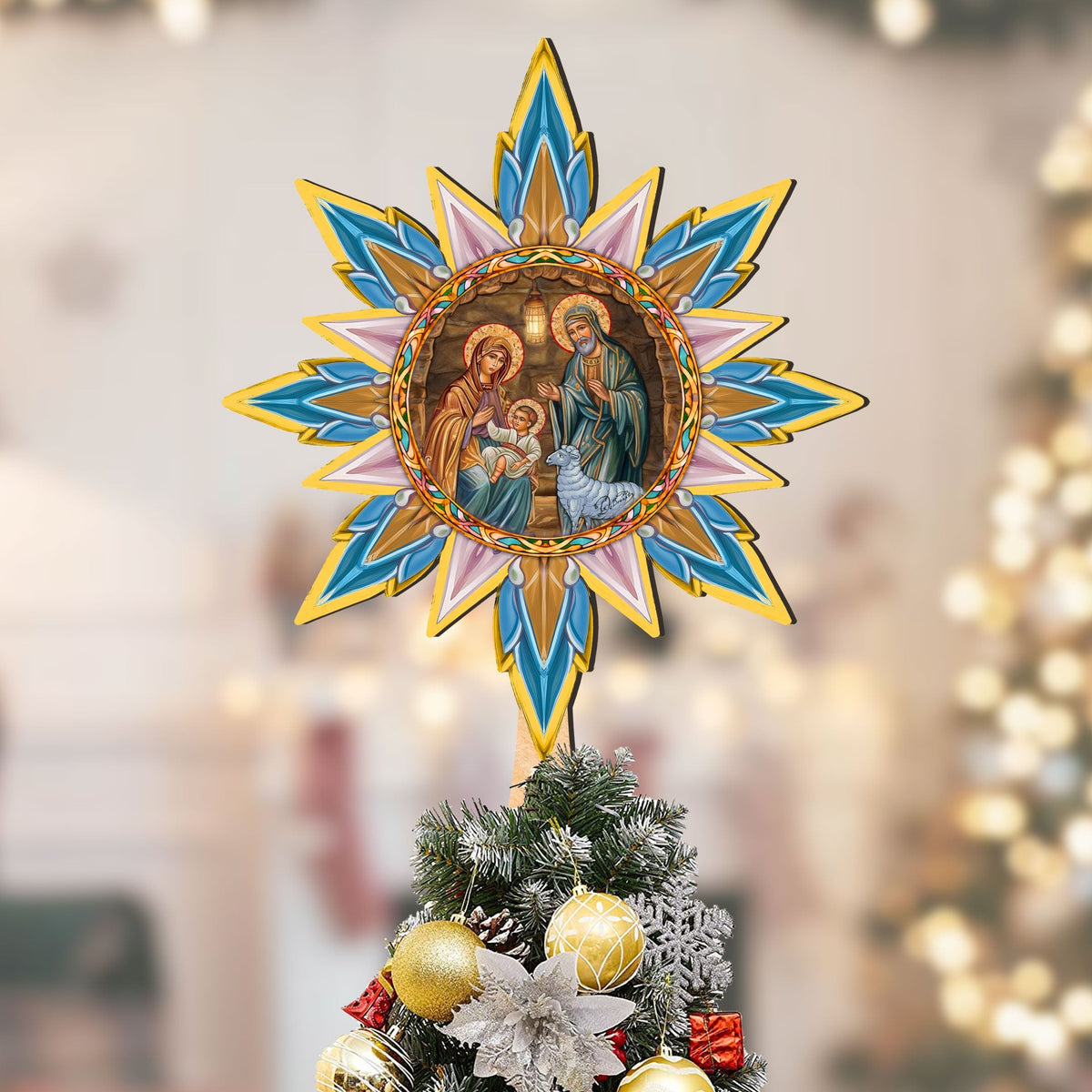 Nativity-themed Tree Topper Wooden Decor - Nativity Holiday Decor - Christmas Tree Topper