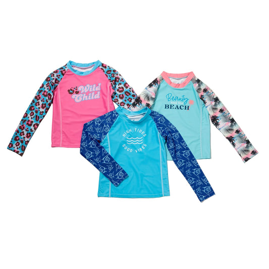 Kids Long Sleeve Rashguard Swim Shirt