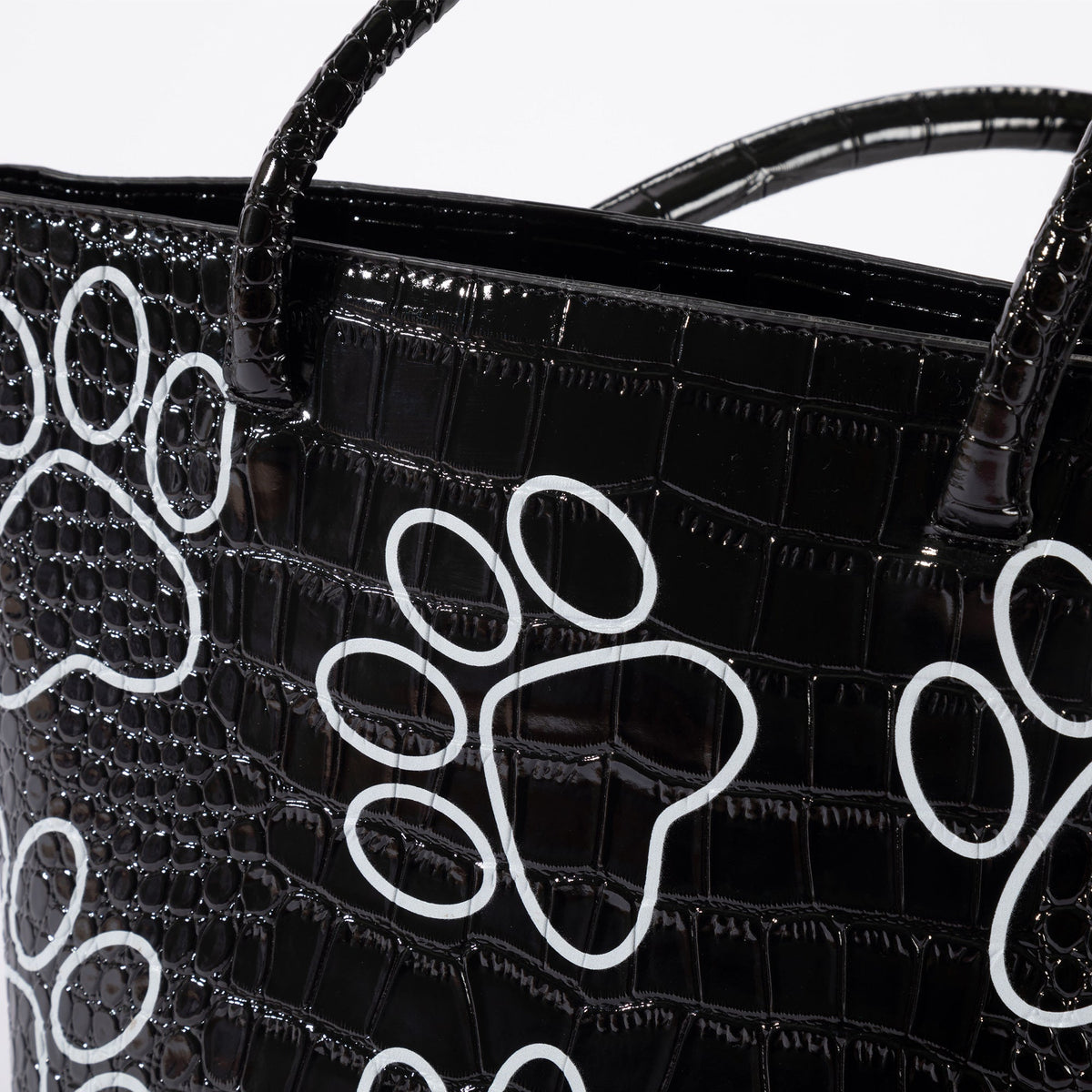 Patterned Paw Faux Leather Handbag