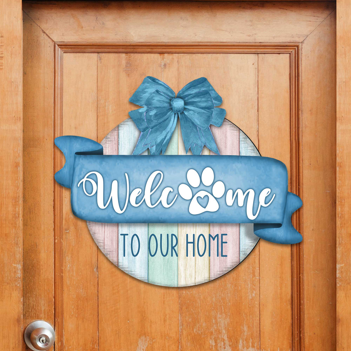 Front door welcome sign Dog lover porch wreath Main entrance Welcome sign - Wooden front porch decor - 933102H