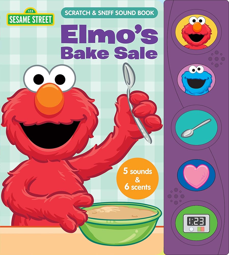 Sesame Street Elmo, Cookie Monster, and More! - Elmo’s Bake Sale - Scratch and Sniff Sound Book - Fun Sensory Experience - PI Kids