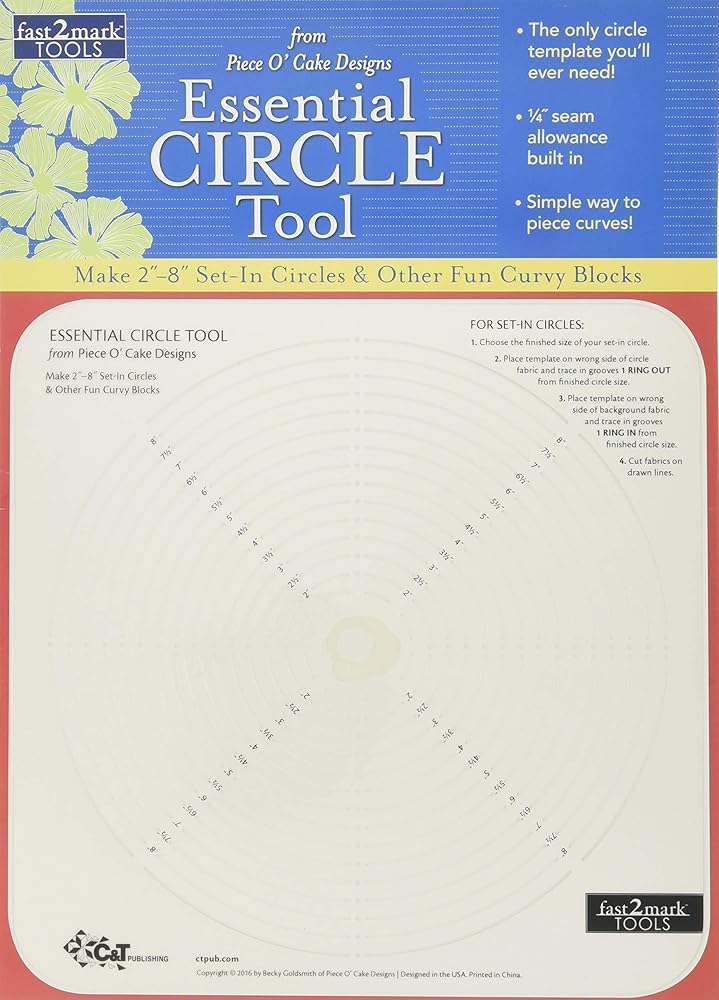 fast2mark™ Essential Circle Tool from Piece O' Cake Designs: Make 2" - 8" Set-In Circles & Other Fun Curvy Blocks