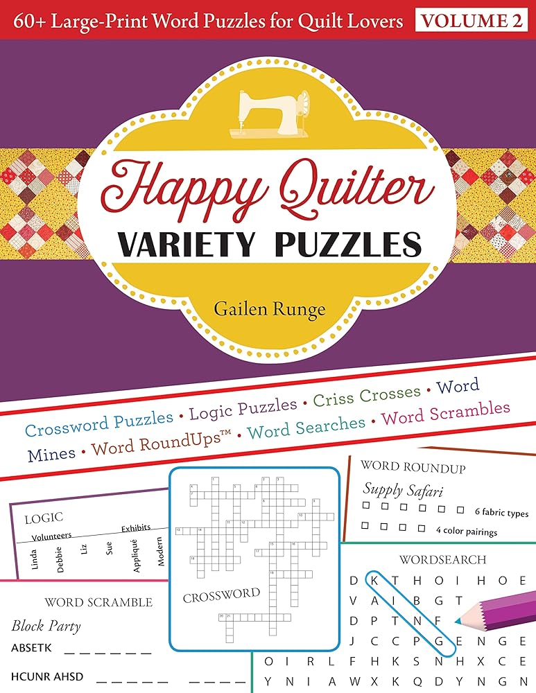 Happy Quilter Variety Puzzles: 60+ Large-print Word Puzzles for Quilt Lovers (2)