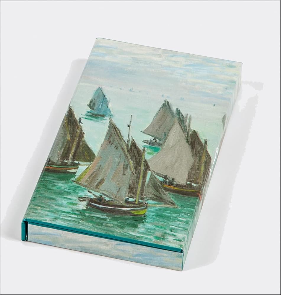 teNeues - 8-Pen Set: Monet Fishing Boats, 8 Ballpoint Pens, Unique Paper Wrapped Barrel, Soft Touch, Sleek Case: Set of 8 Ball Point Pens in a Slim Case