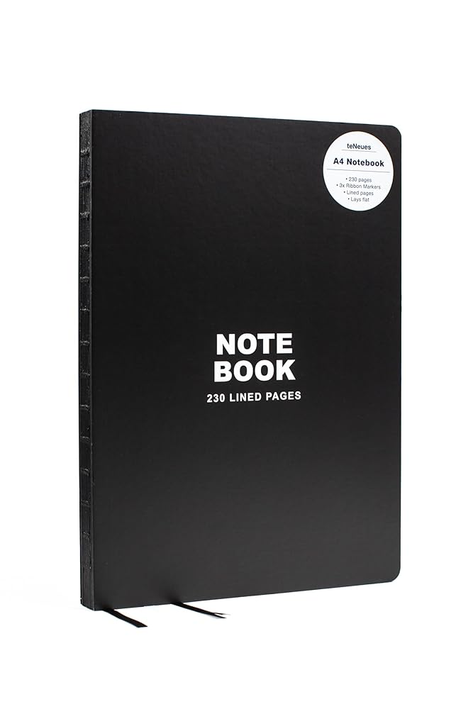 teNeues - Notebook Hardcover A4 - 230 Lined Pages with Lay Flat Binding, Classic Black: A4 Notebook: A4 Notebook