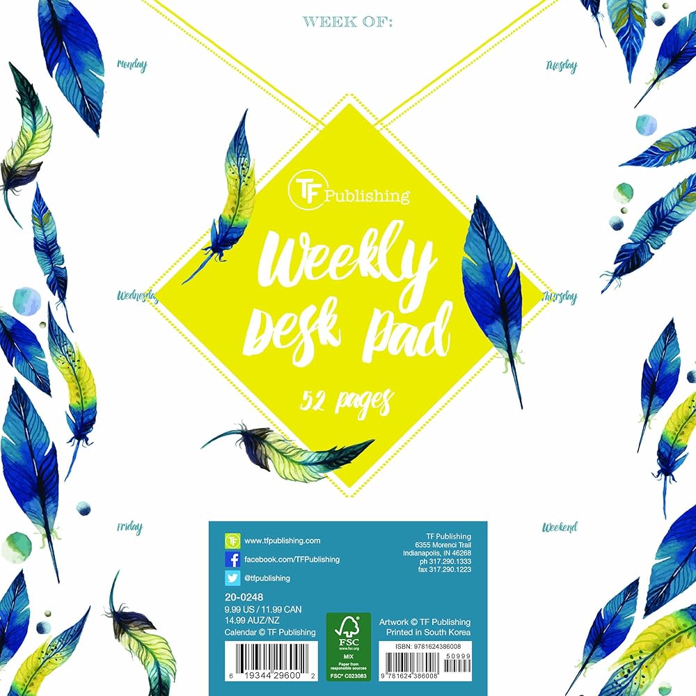 Peacock Feathers Weekly Desk Pad