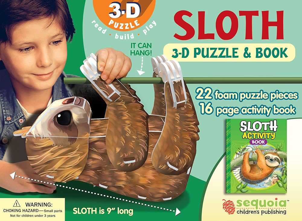 Sloth 3-D Puzzle & Book Set