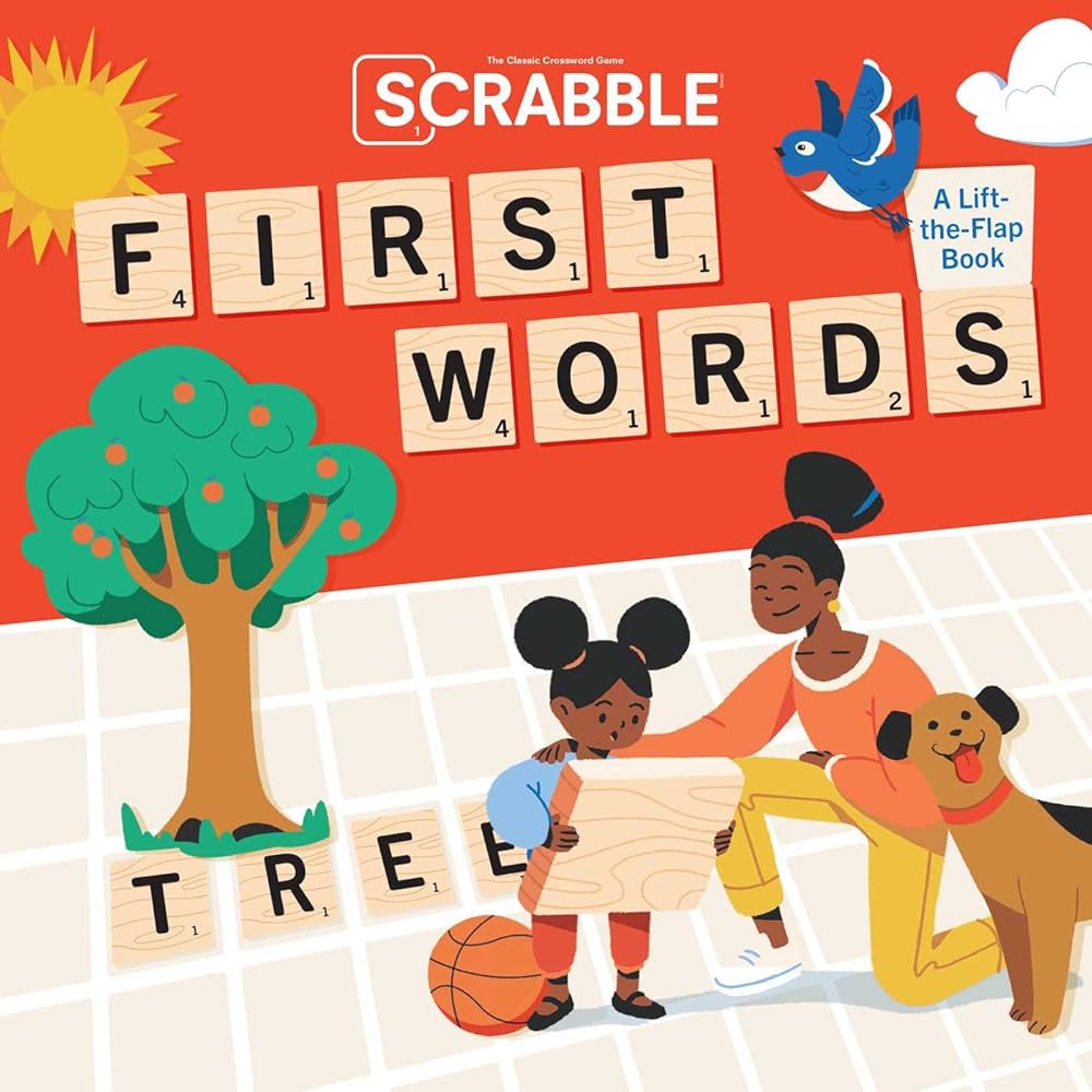 Scrabble: First Words: (Interactive Books for Kids Ages 0+, First Words Board Books for Kids, Educational Board Books for Kids) (PlayPop)
