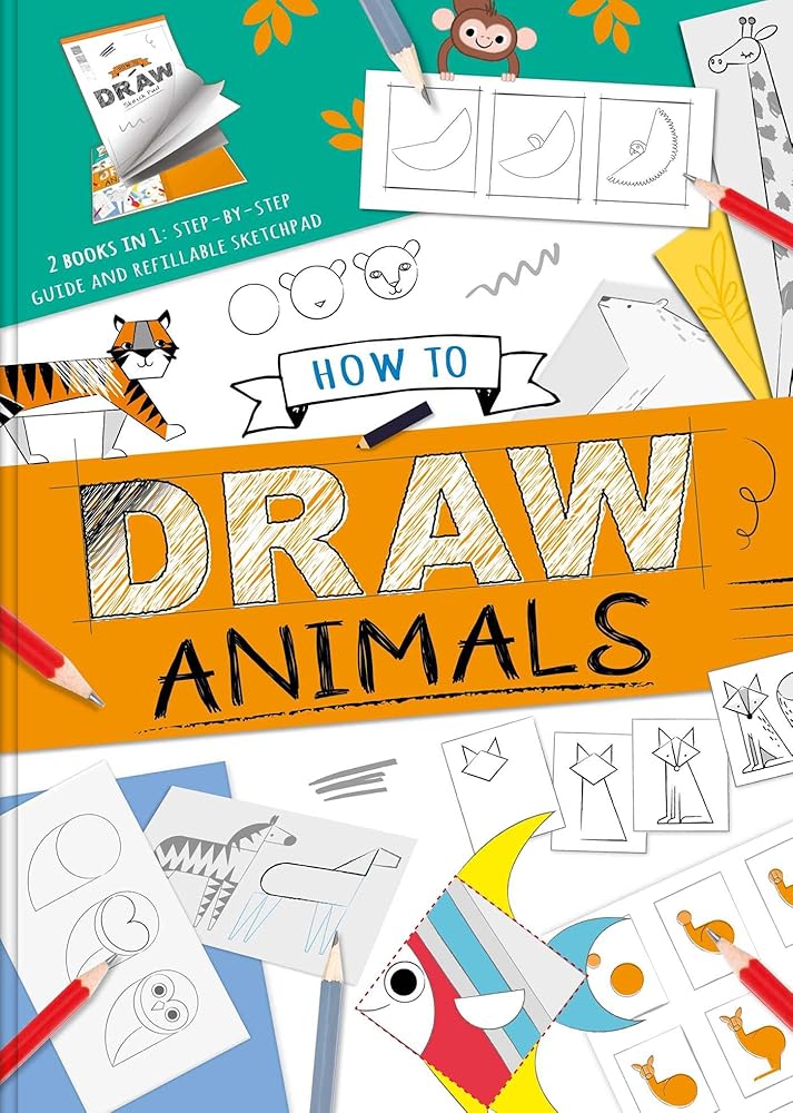 How to Draw Animals: with Step-by-Step Guide and Refillable Sketch Pad