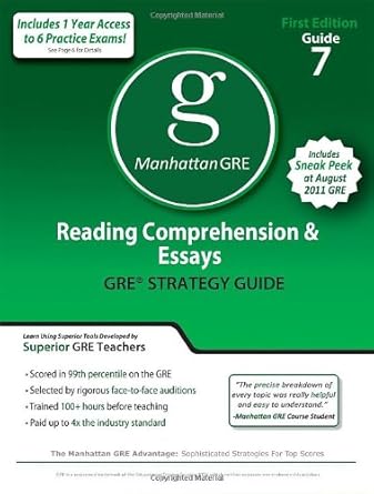 Reading Comprehension & Essays GRE Preparation Guide, 1st Edition