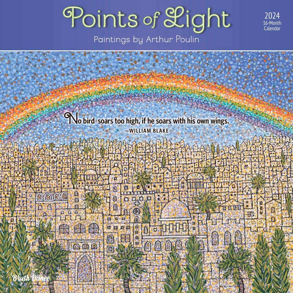 Points of Light | 2024 12 x 24 Inch Monthly Square Wall Calendar | Brush Dance | Paintings Impressionism Arthur Poulin