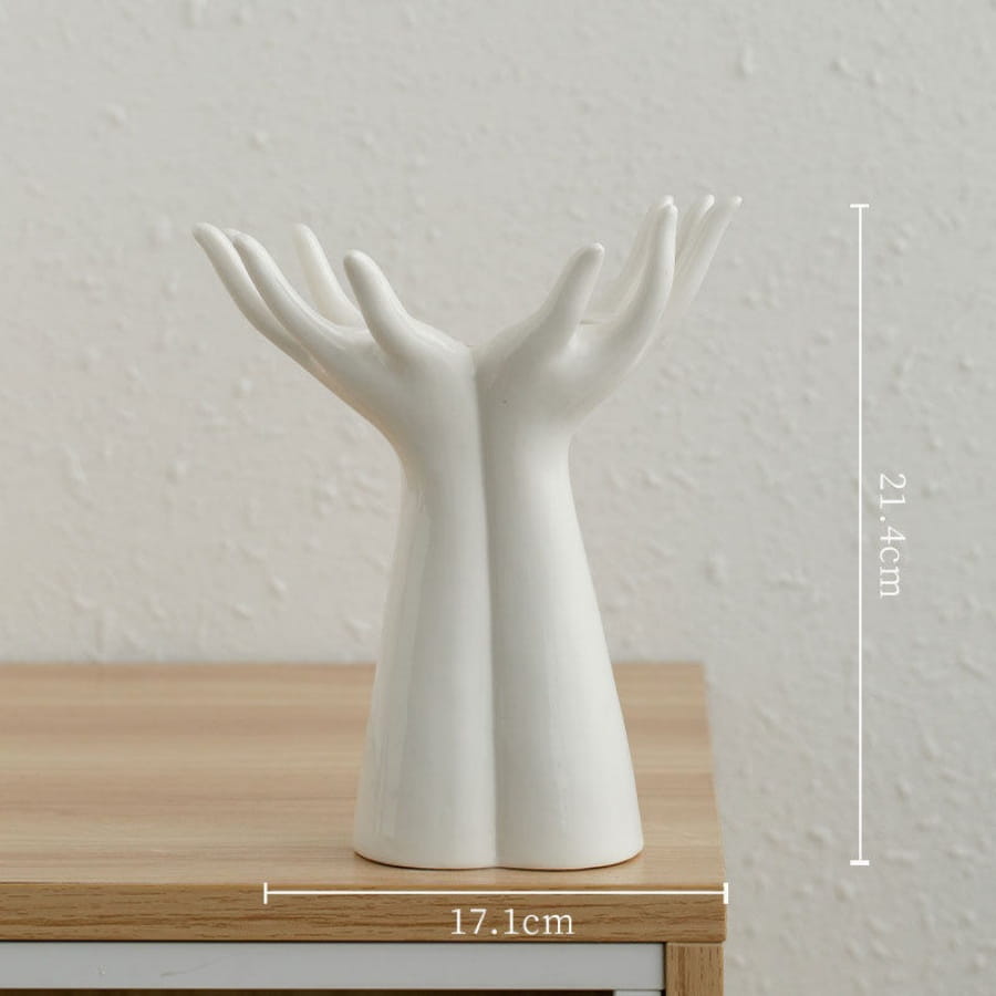 Open Hands Ceramic Vase Flower Decor