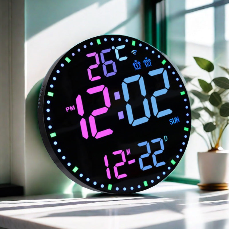 Smart WiFi Perpetual Calendar Digital Clock With RGB Color-Changing Wall Clock