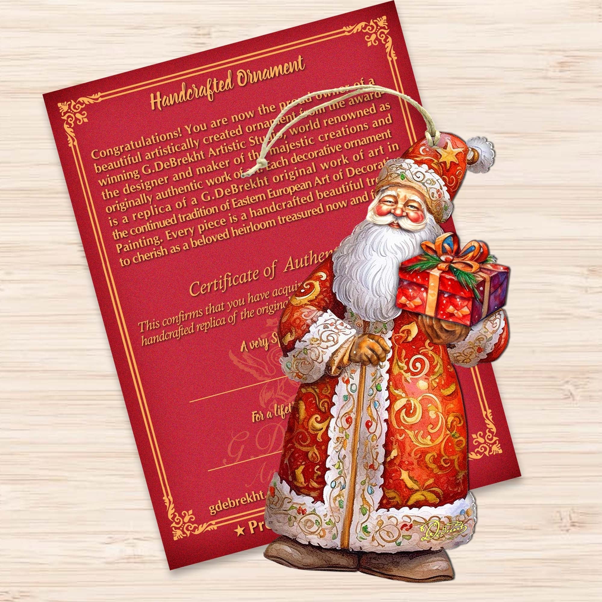 St. Nick's Gift Wooden Ornaments by G. Debrekht - Christmas Santa Snowman Decor - 8691410