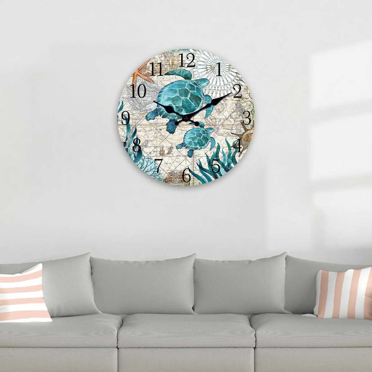 Creative Turtle Wooden Wall Clock Living Room Bedroom Kitchen Home Decoration Silent Quartz Clock Holiday Gift 10-Inch 12-Inch 14Inch 16Inch (No Battery)