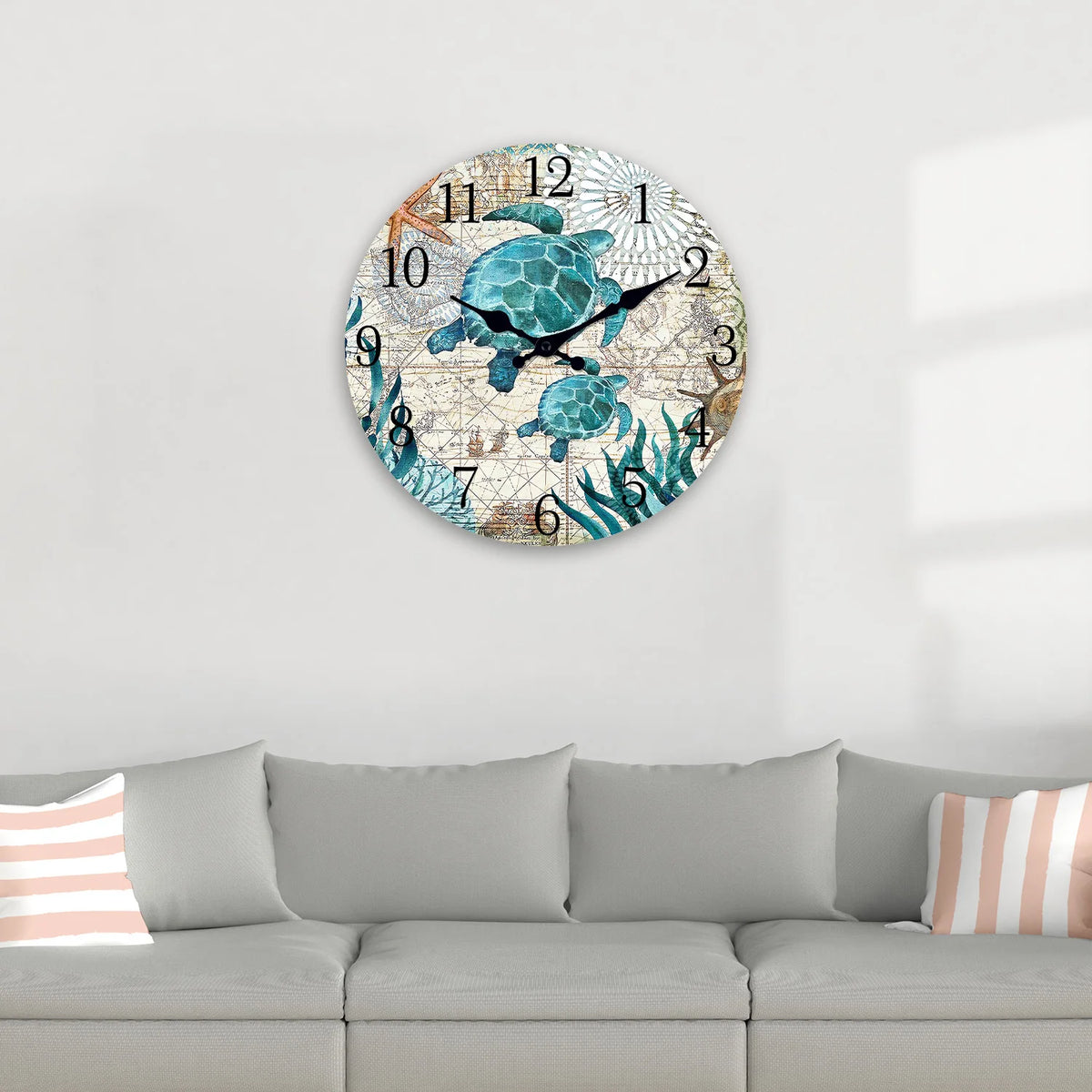Creative Turtle Wooden Wall Clock Living Room Bedroom Kitchen Home Decoration Silent Quartz Clock Holiday Gift 10-Inch 12-Inch 14Inch 16Inch (No Battery)