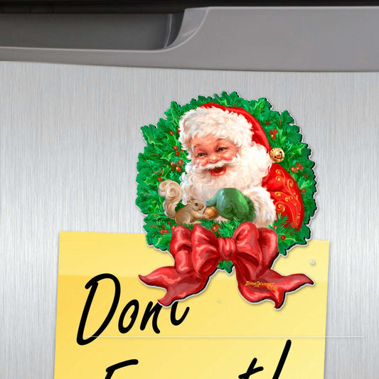 Santa and Friends Decorative Eco Wood Magnets Set of 6 by D. Gelsinger - Christmas Decor - 8090134G-S6