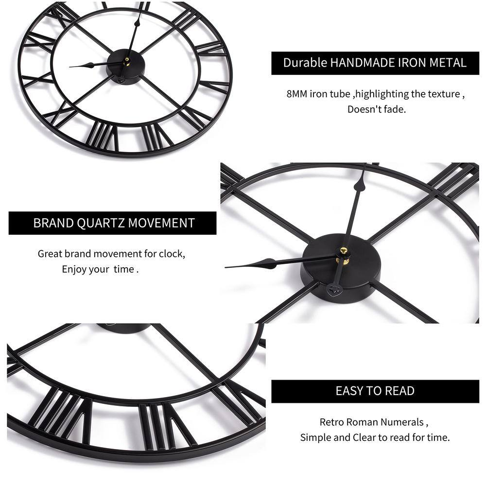 Black Modern Metal Rustic Wall Clocks