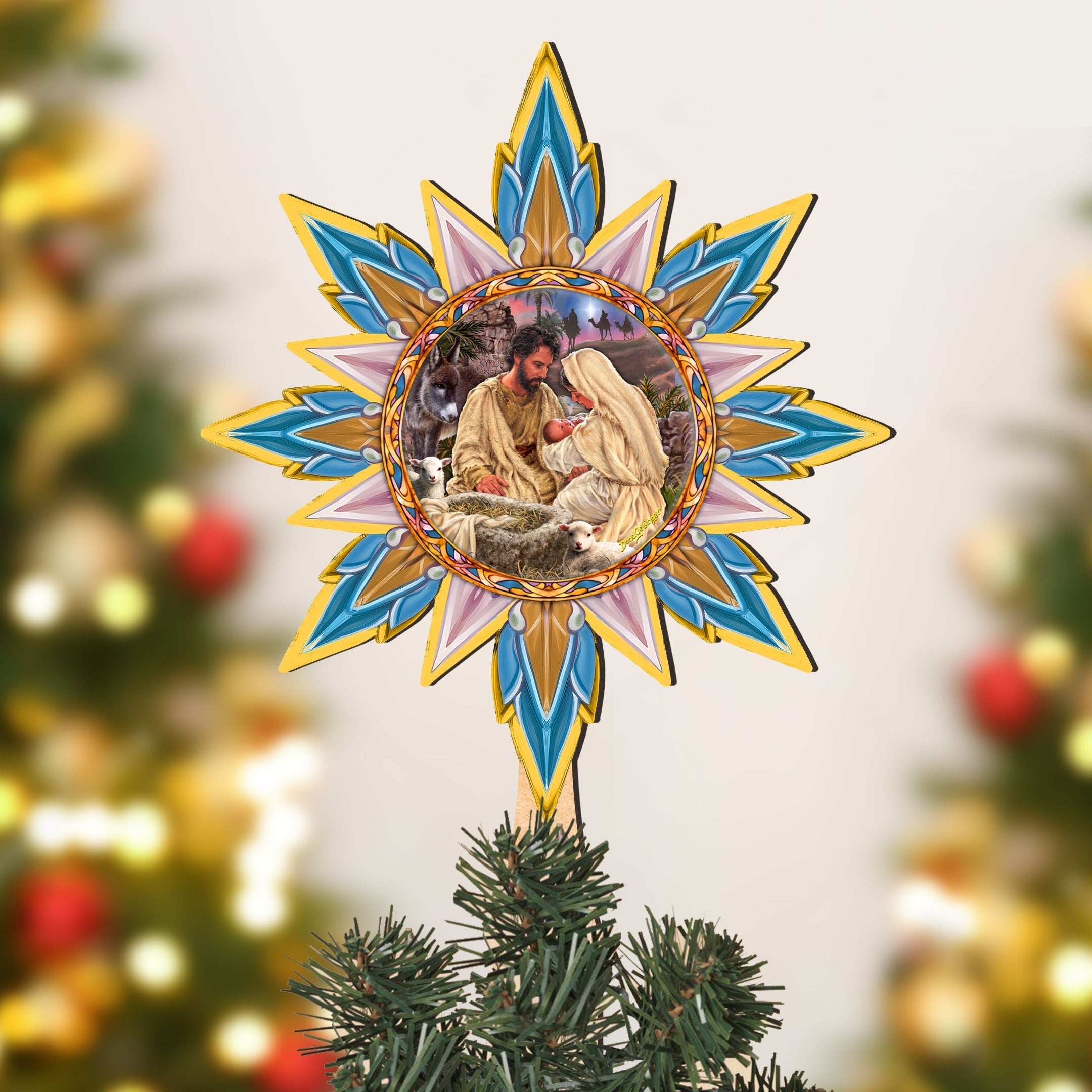 Nativity-themed Tree Topper Wooden Decor - Nativity Holiday Decor - Christmas Tree Topper