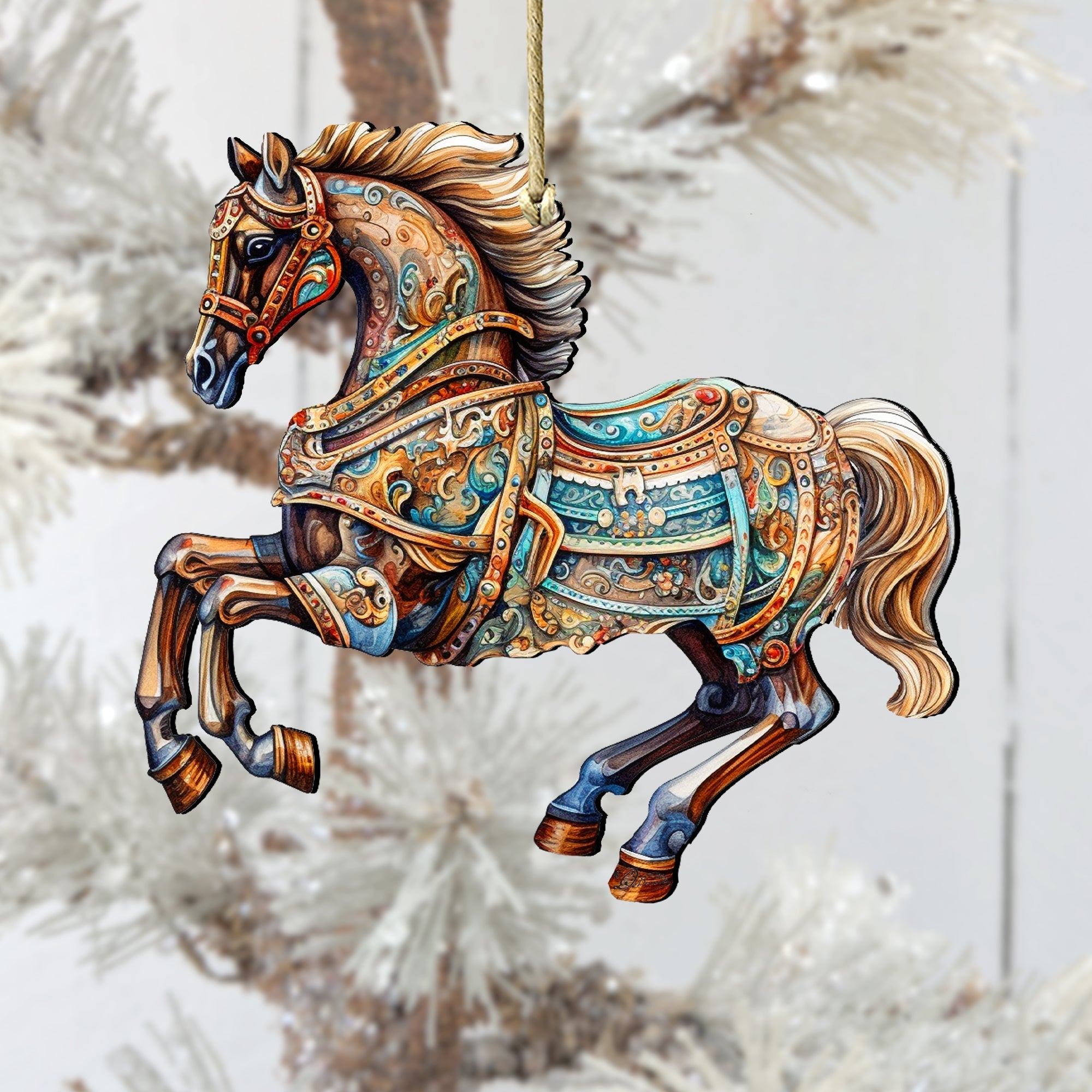 Carousel Horse Wooden Ornaments by G. Debrekht - Christmas Decor - 8100193-1