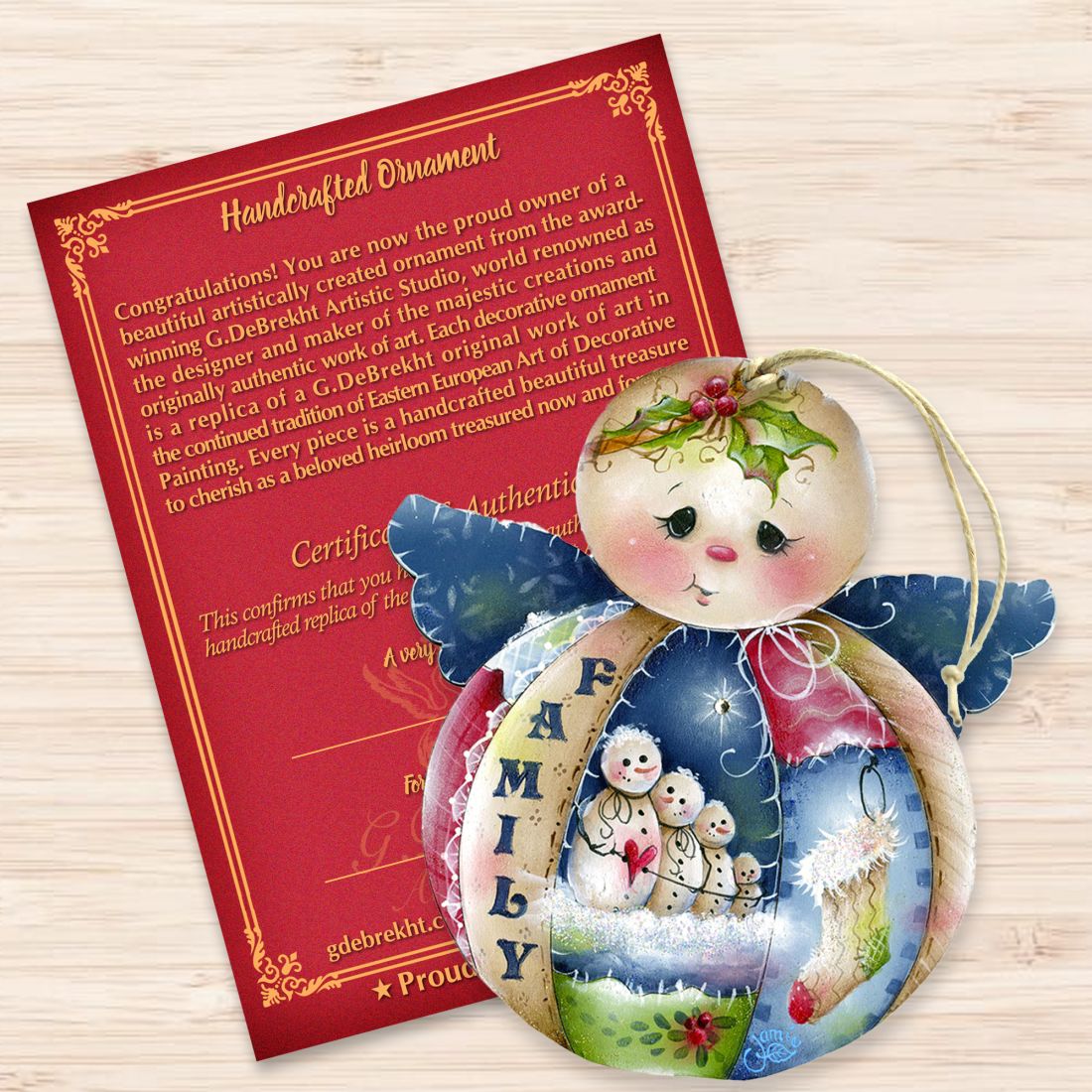 Family Snowman Wooden Ornaments by Jamie Mills-Price - Christmas Santa Snowman Decor - 8457504