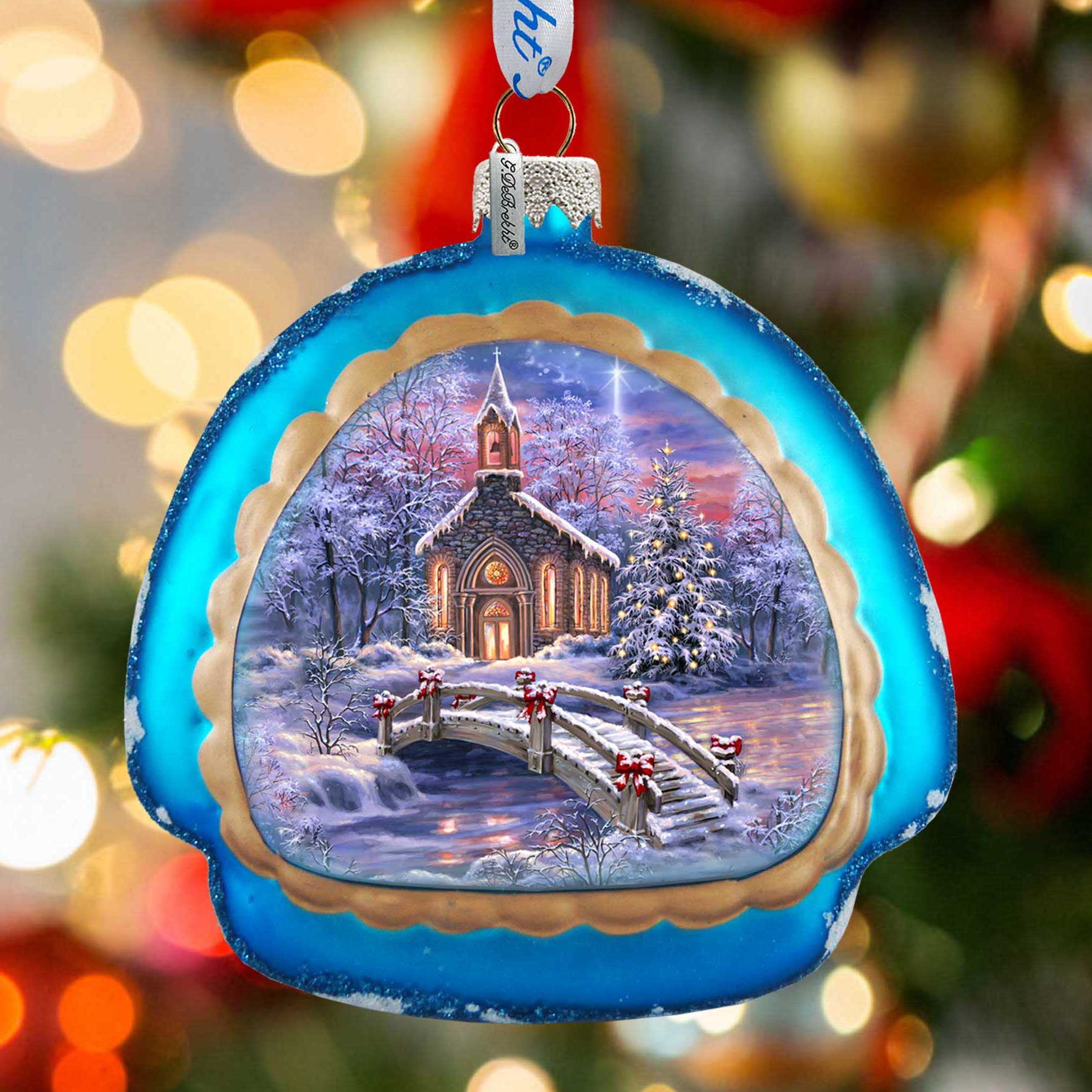 O Come Emmanuel Rainbow Glass Christmas Ornament by D. Gelsinger - Nativity Holiday Decor - 756-026-DG