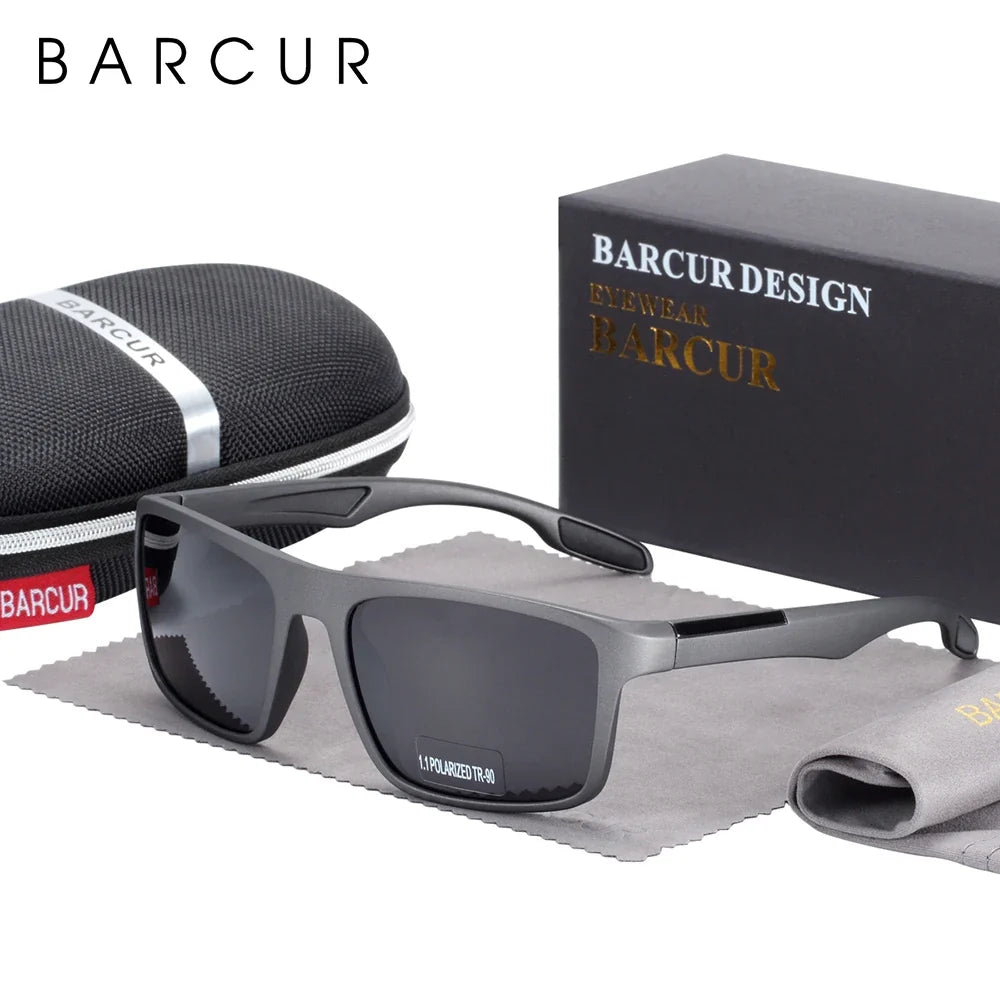 BARCURTR90 Ultralight Polarized Sunglasses for Men Vintage Square Eyewear with UV400 Protection for Summer