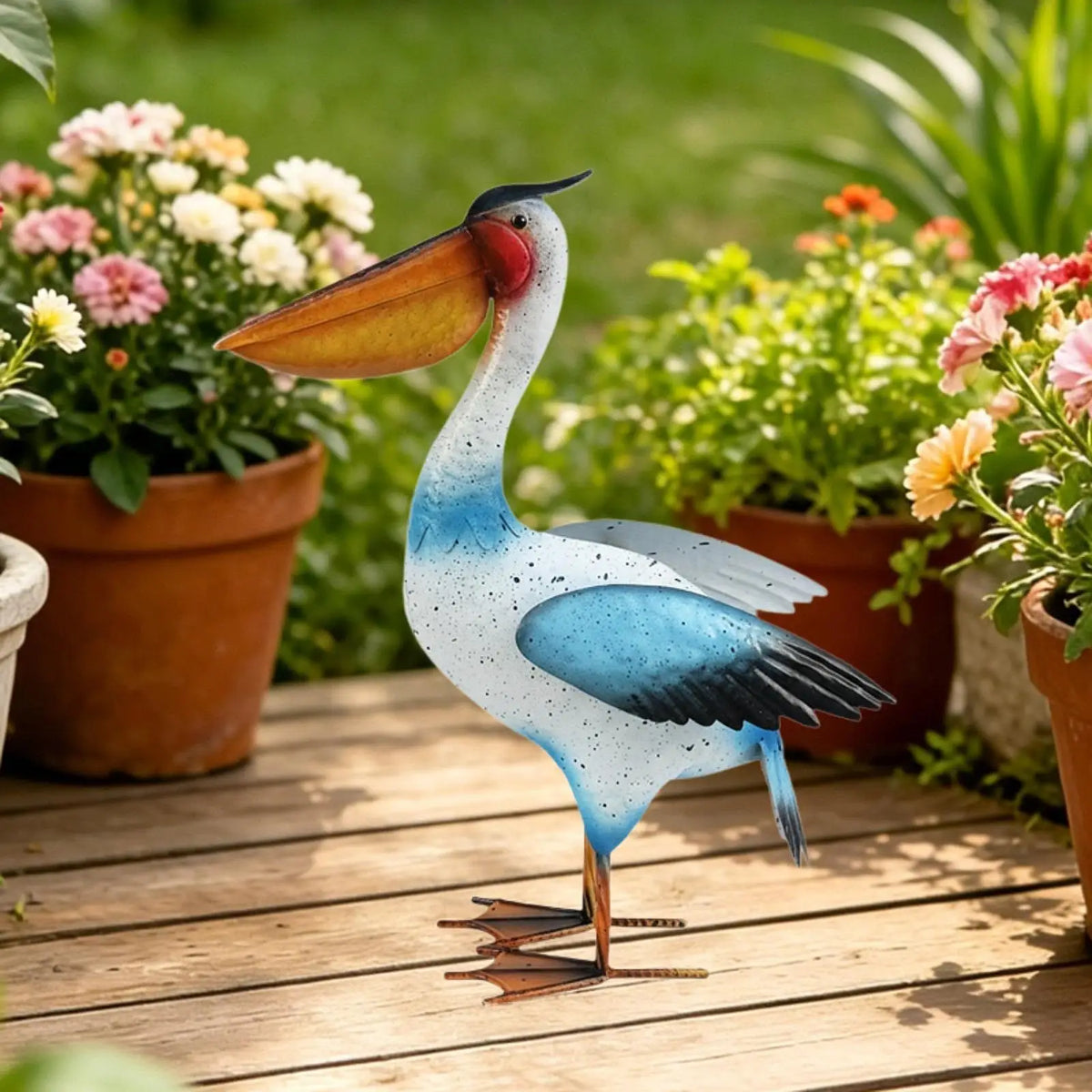 Pelican Sculpture Animal Figurine Craft Accessories Ornament Craft  DIY Artwork Farmhouse Patio Pelican Metal Yard Decor