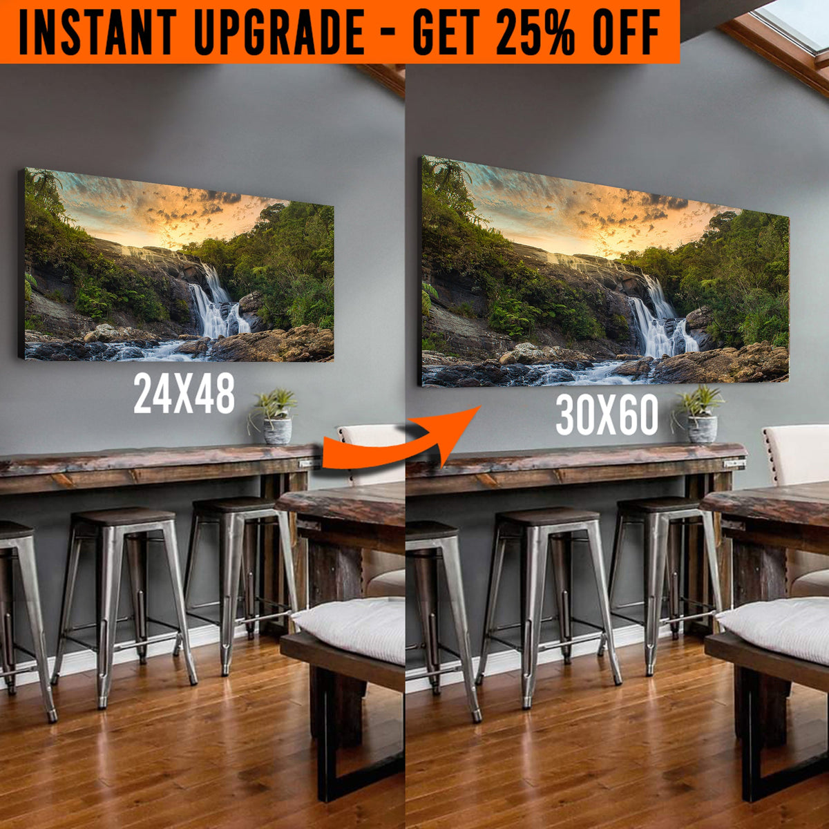 Upgrade Your 48x24 Inches 'Sunset Nature Wilderness' Canvas To 60x30 Inches