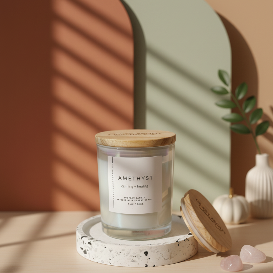 Energy Crystal Candle | Natural Soy Wax with Healing Crystals