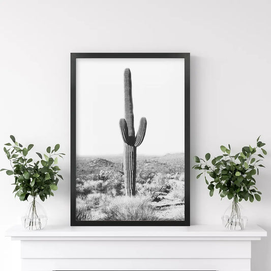 Saguaro Cactus Print. Black White Arizona Desert Nature