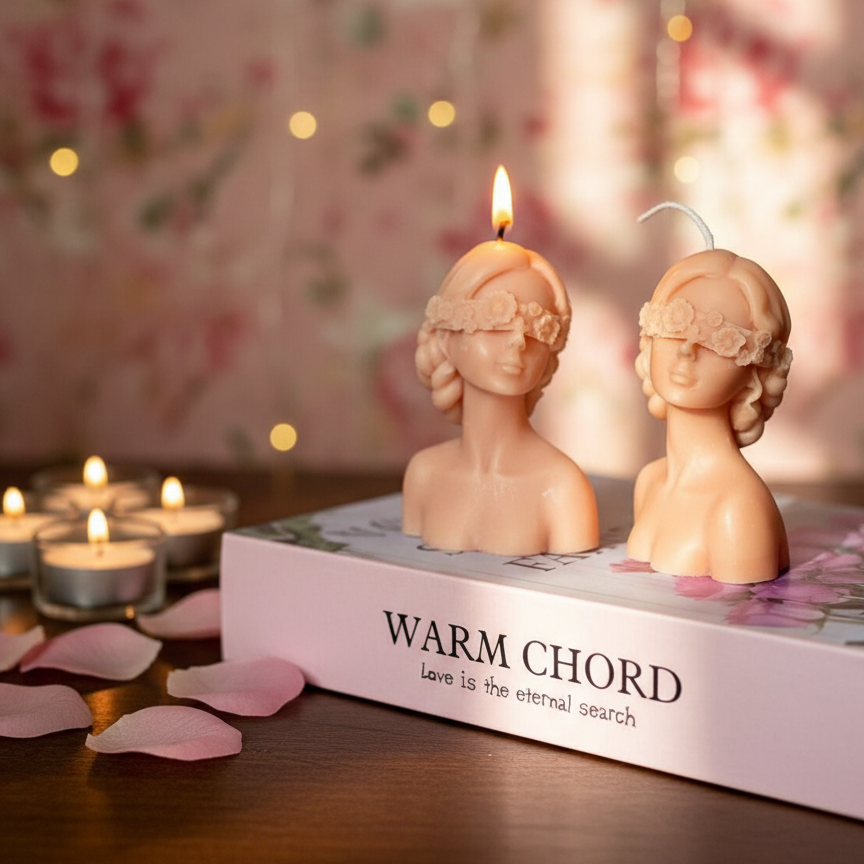 Blindfolded Flower Girl Candle – Sculptural Soy Wax Art | 2 Styles, 3 Colors, 5 Scents
