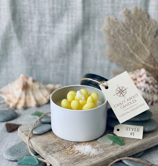 Yellow Pebble Succulent Candle