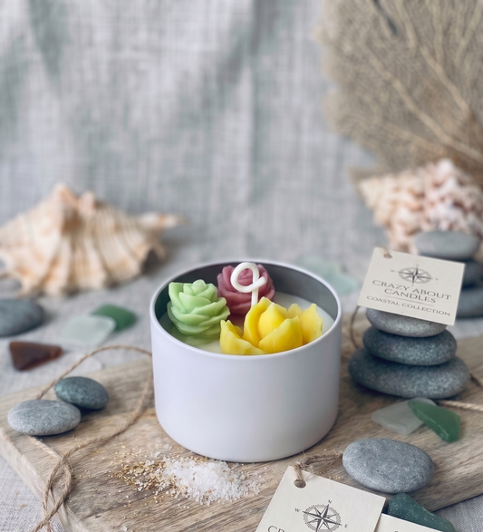 Tricolor Rosette Cactus Candle