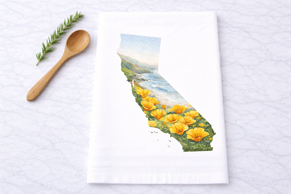 California Colorful Icon Kitchen Towel