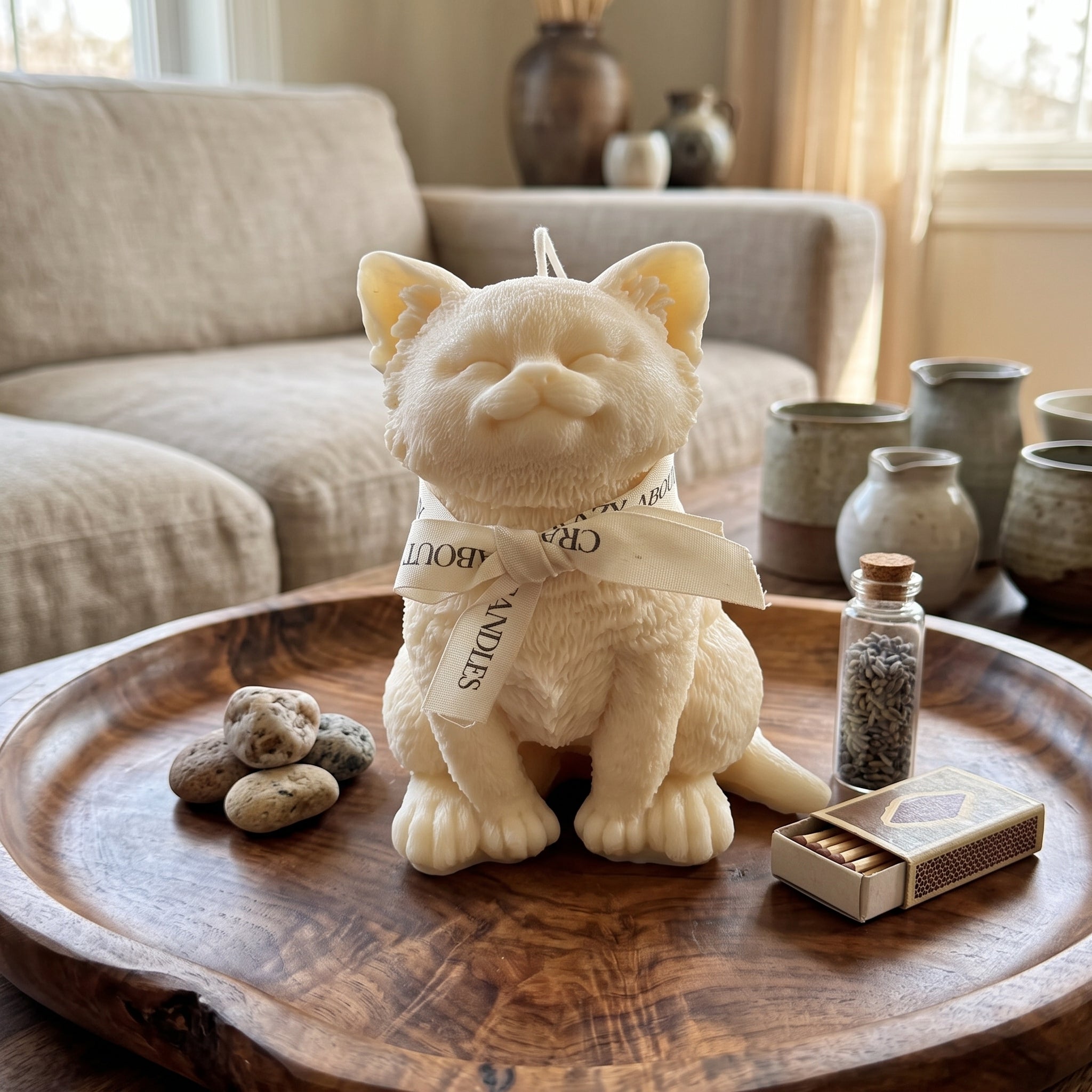 Large Cat Sculpture Candle